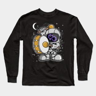 Astronaut Drummer Polygon Matic Coin To The Moon Crypto Token Cryptocurrency Blockchain Wallet Birthday Gift For Men Women Kids Long Sleeve T-Shirt